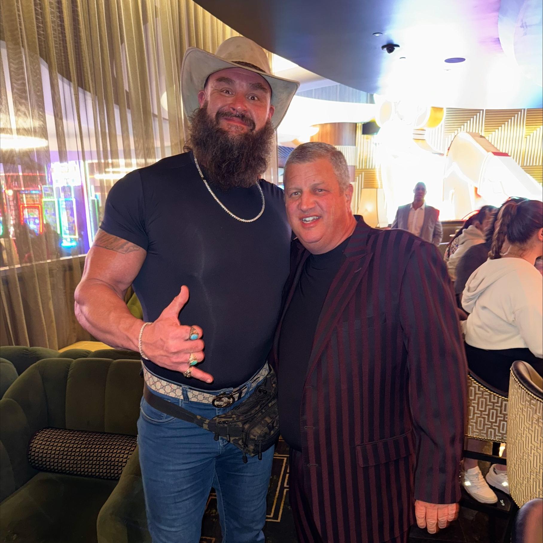 wwe superstar braun strowman circa owner derek stevens vegas vickie lounge las vegas