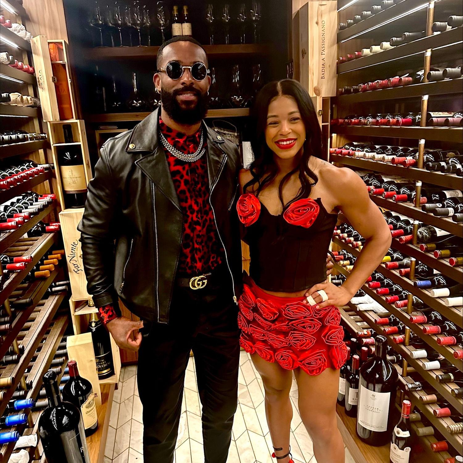 wwe tag team champ montez ford wife bianca belair wine room barrys prime circa las vegas
