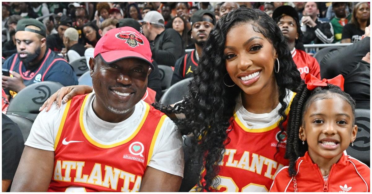 (l-r): Simon Guobadia, Porsha Williams, and Porsha's daughter, PJ McKinley
