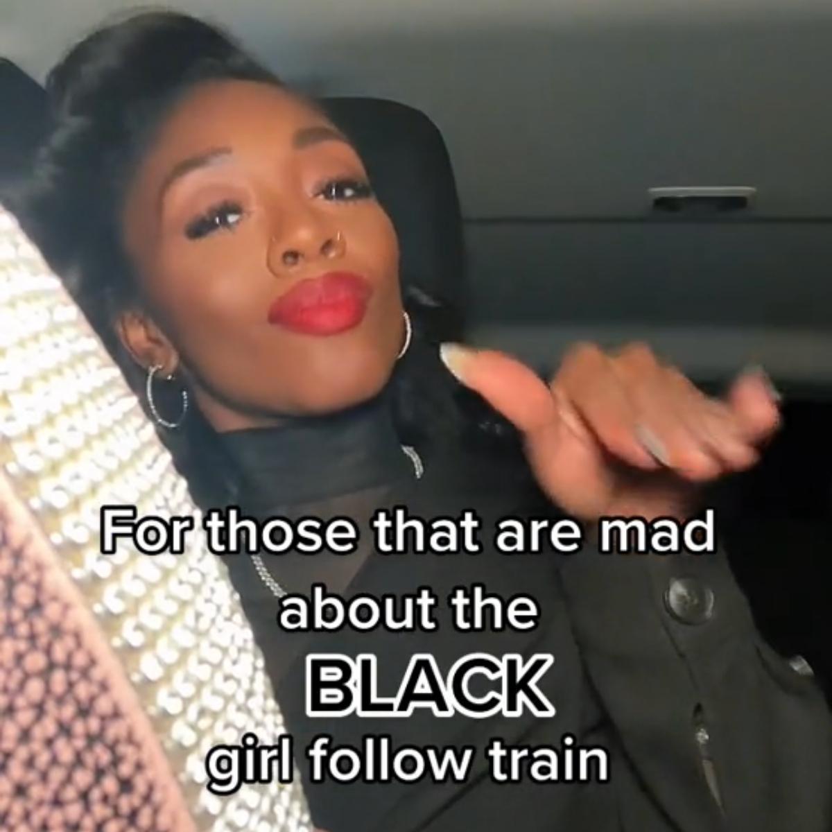 Black girl follow train tiktok
