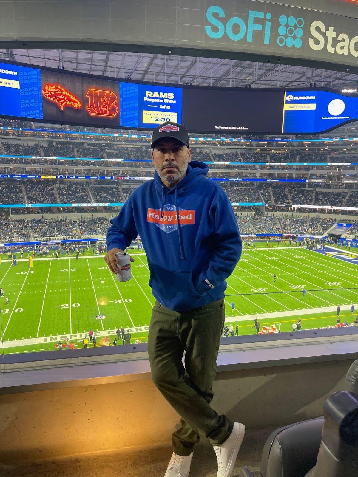 Nik Richie at the Happy Dad suite in SoFi Stadium