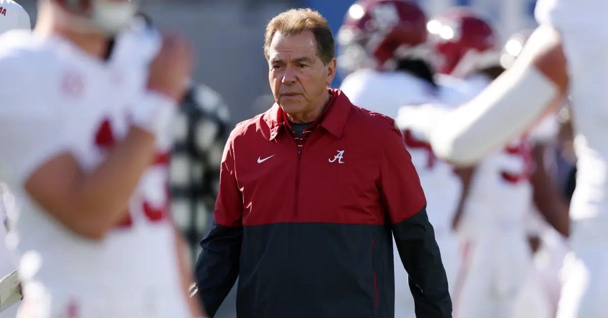 Nick Saban before the CFP Semifinal Rose Bowl Game on Jan. 1, 2024.
