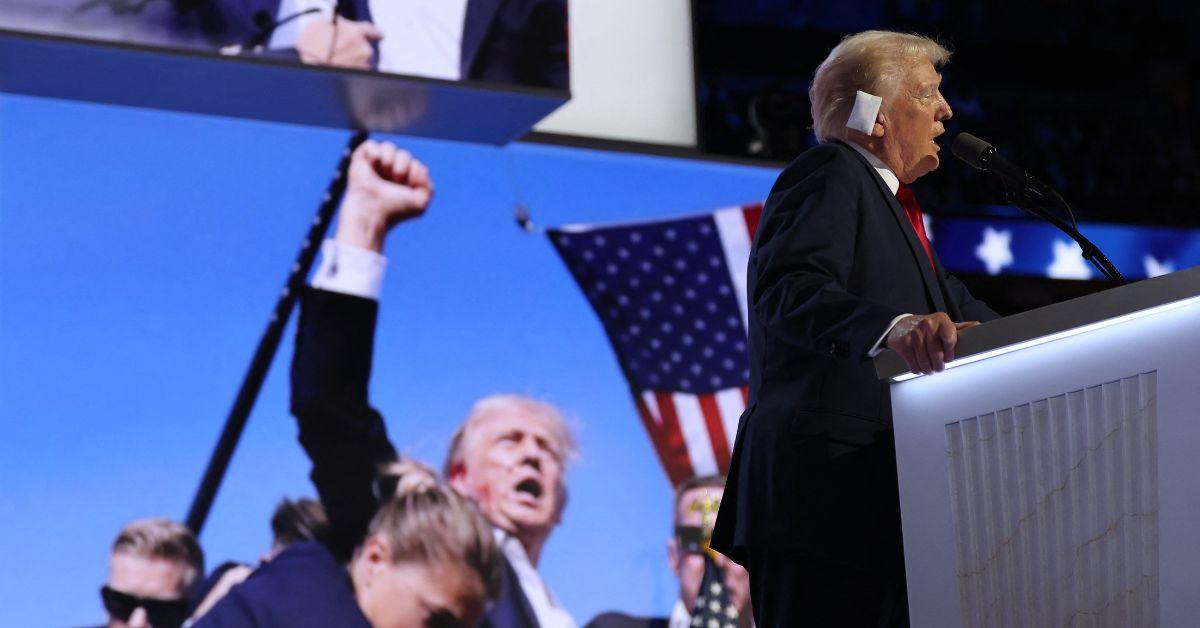 Donald Trump speaking at the 2024 RNC. 